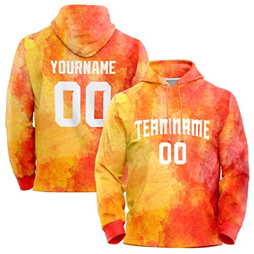 Custom Orange Red-White Graffiti Pattern Pullover Sweatshirt Hoodie