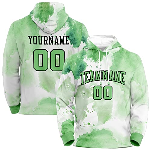 Custom Stitched Sportwear Green Graffiti Pattern Pullover Hoodie