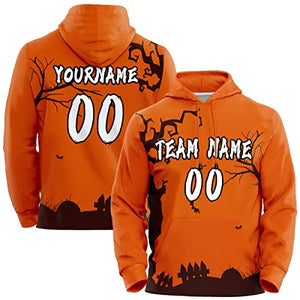 Custom Stitched Sportwear Orange Graffiti Pattern Pullover Hoodie