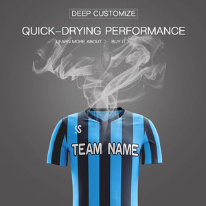 Custom Light Blue White Printing Sportswear Soccer Sets Jersey