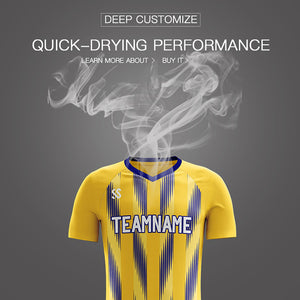 Custom Yellow Printing Outdoor Breathable Soccer Sets Jersey