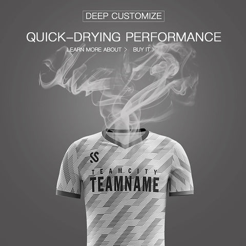 Custom Gray Printing Outdoor Tracksuit Soccer Sets Jersey