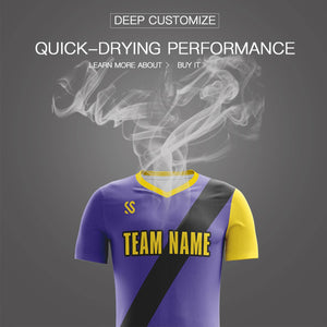 Custom Purple Yellow Casual Printing Sportswear Soccer Sets Jersey