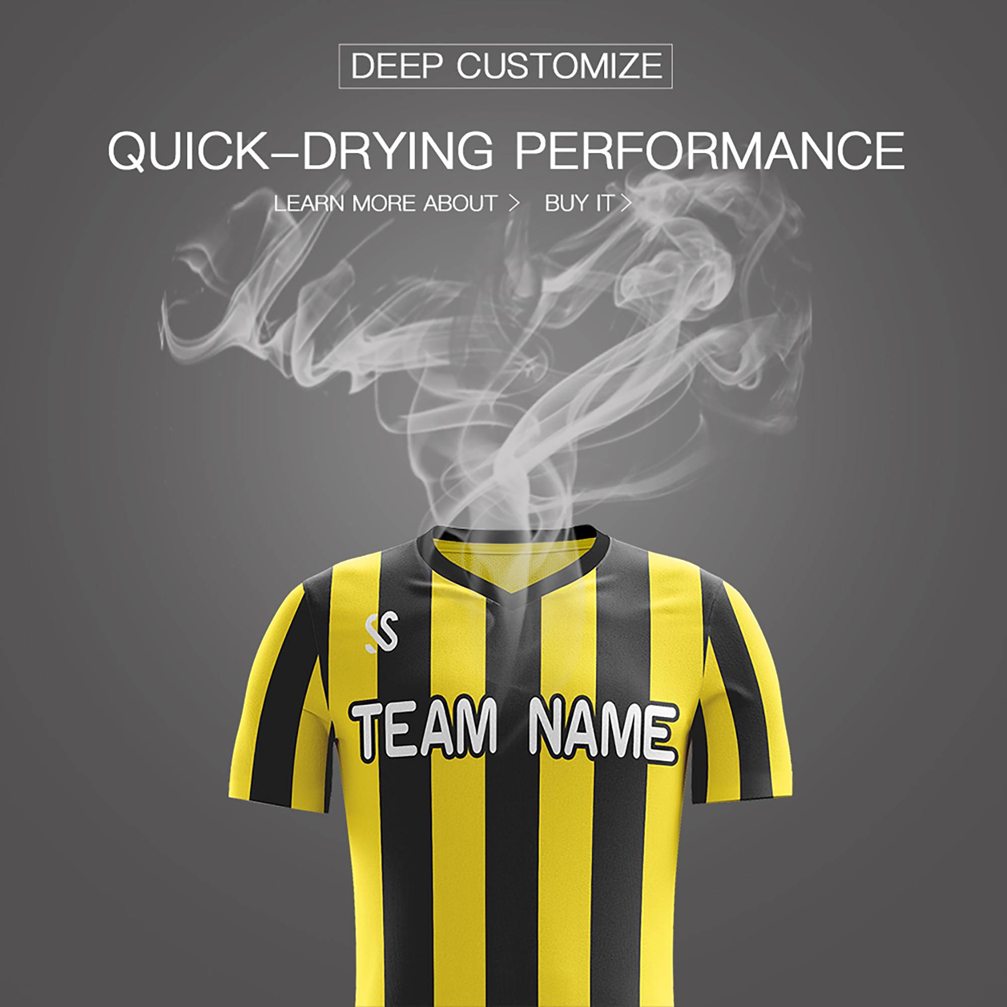 Custom Yellow White Casual Printing Sportswear Soccer Sets Jersey