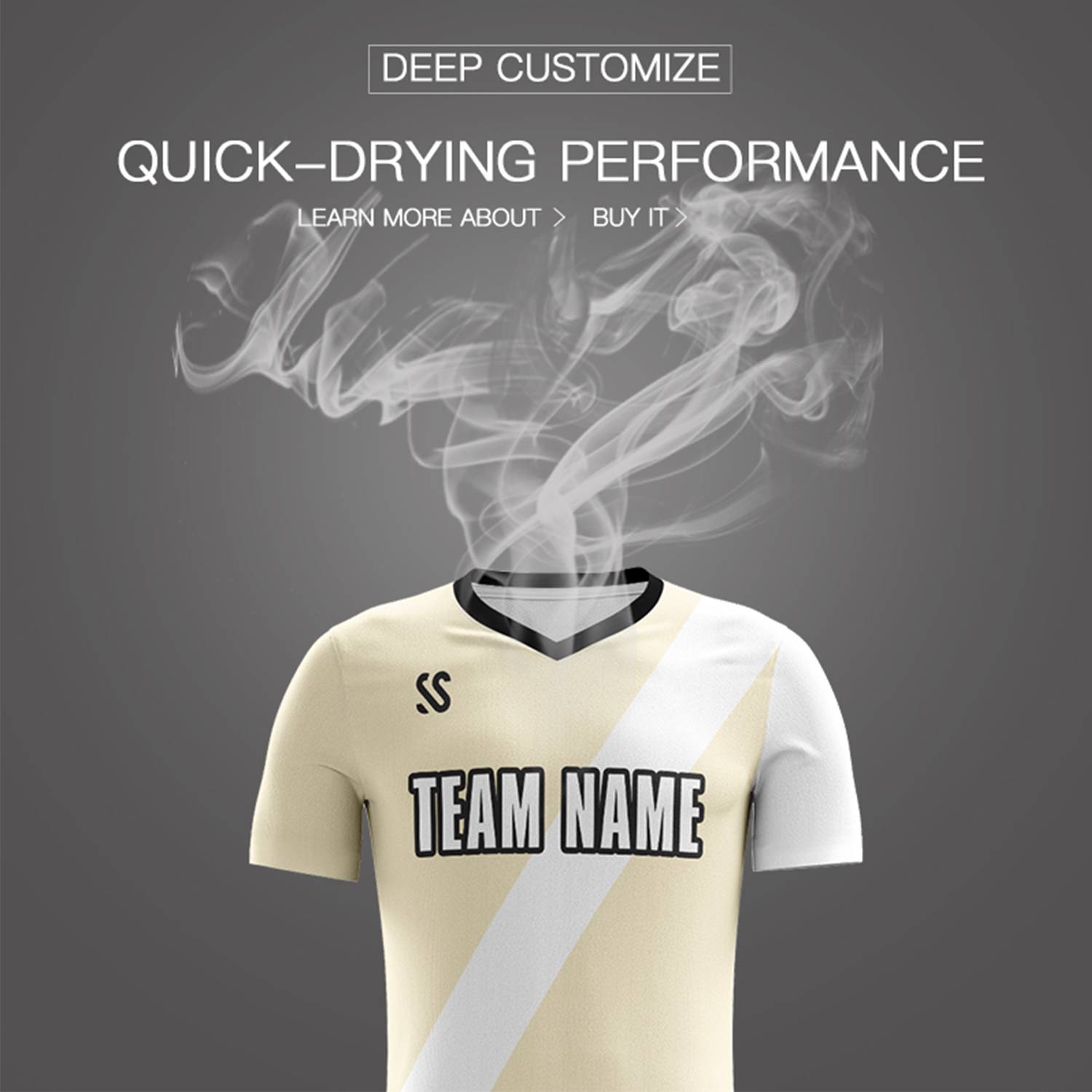 Custom Cream White Casual Printing Sportswear Soccer Sets Jersey