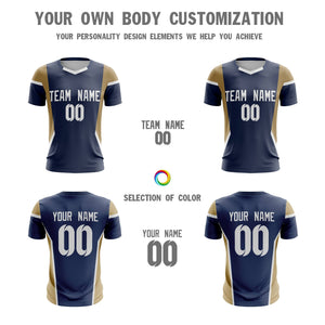 Custom Navy Gold Breathable Sport Soccer Tops Jersey