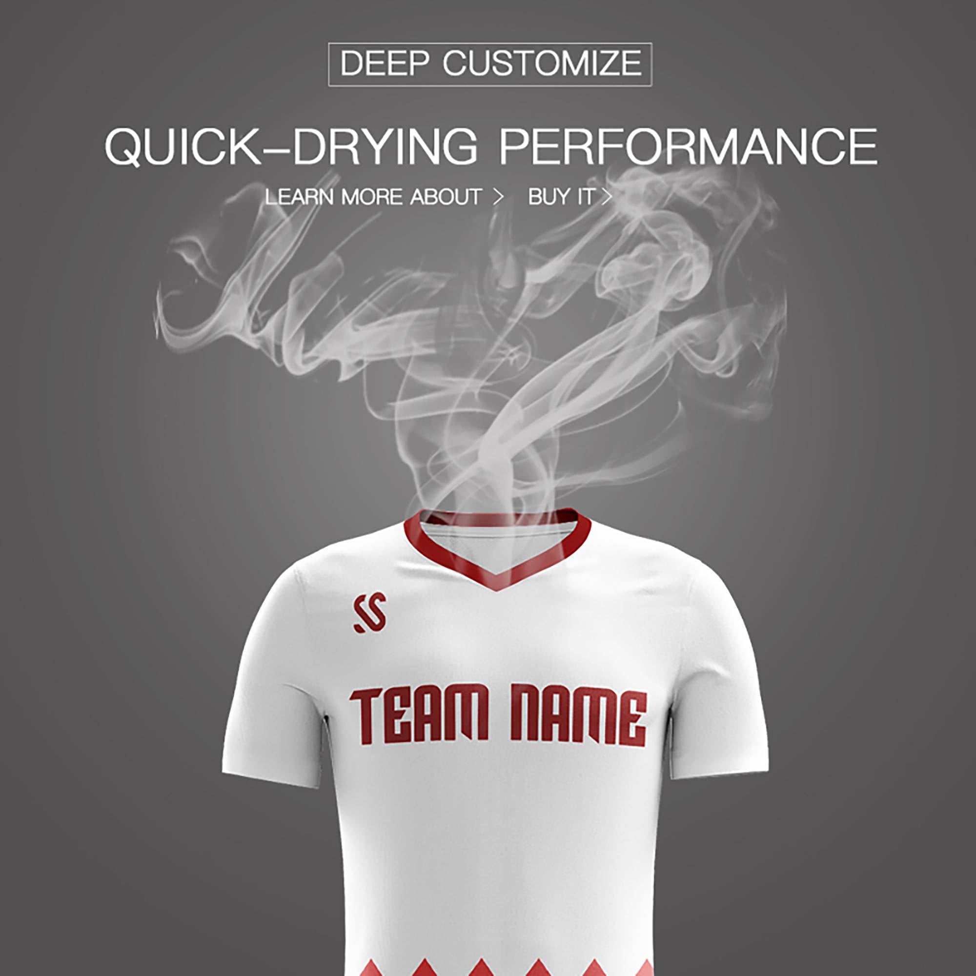 Custom White Red Casual Printing Sportswear Soccer Sets Jersey