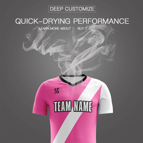 Custom Pink White Casual Printing Sportswear Soccer Sets Jersey