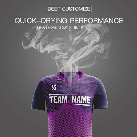 Custom Purple Printing Outdoor Tracksuit Soccer Sets Jersey