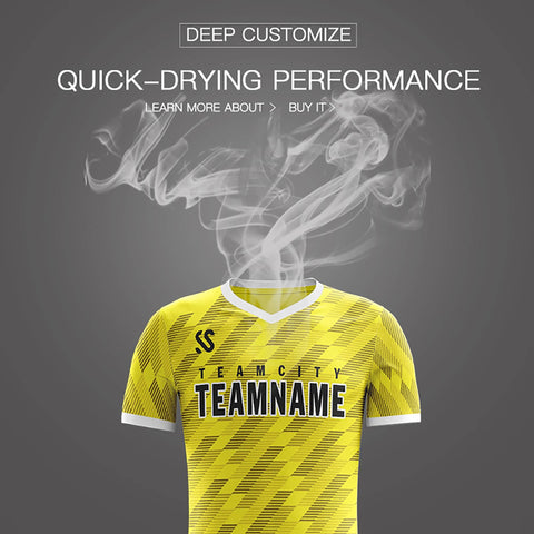 Custom Yellow Printing Outdoor Tracksuit Soccer Sets Jersey