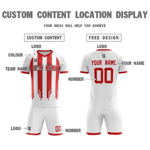 Custom White Printing Outdoor Tracksuit Soccer Sets Jersey