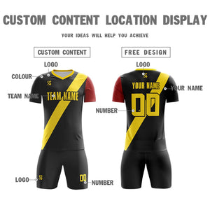 Custom Black Yellow Casuall Printing Sportswear Soccer Sets Jersey