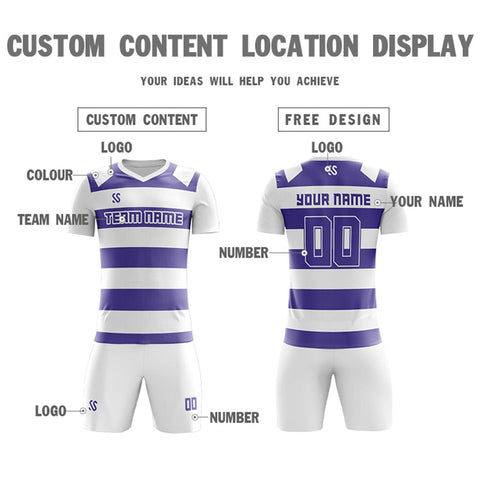 Custom Purple Casual Printing Sportswear Soccer Sets Jersey