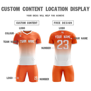 Custom Orange White Casual Printing Sportswear Soccer Sets Jersey