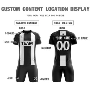 Custom Black Printing Outdoor Breathable Soccer Sets Jersey