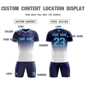 Custom Navy Printing Sportswear Soccer Sets Jersey