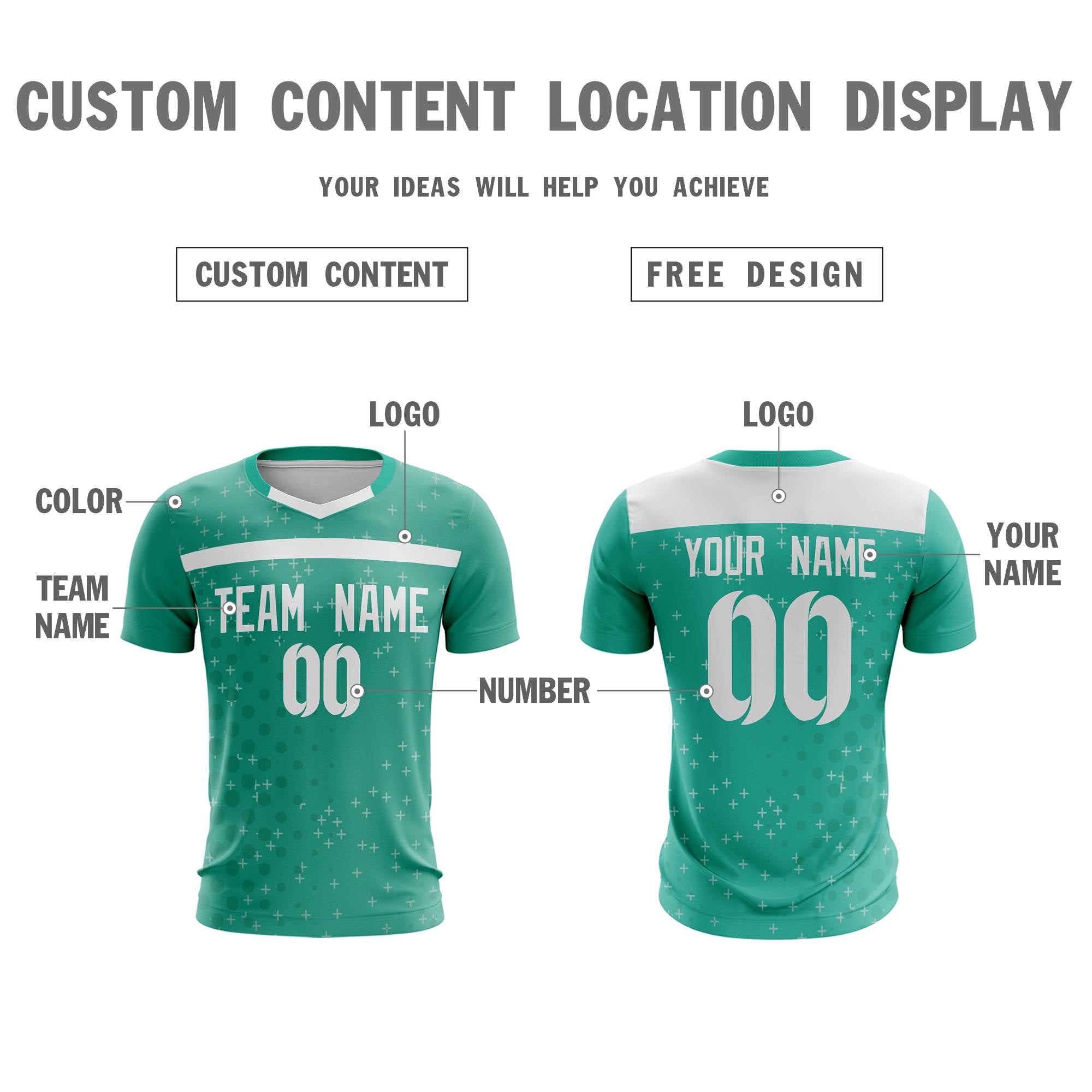 Custom Green White Breathable Sport Soccer Tops Jersey