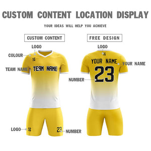 Custom Yellow Black Casual Printing Sportswear Soccer Sets Jersey