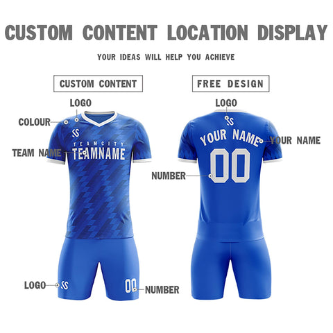 Custom Royal Printing Outdoor Tracksuit Soccer Sets Jersey