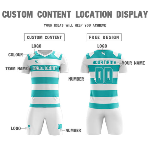 Custom Teal Casual Printing Sportswear Soccer Sets Jersey