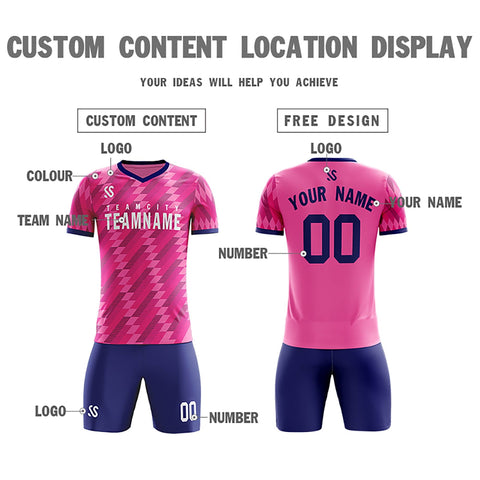 Custom Pink Printing Outdoor Tracksuit Soccer Sets Jersey