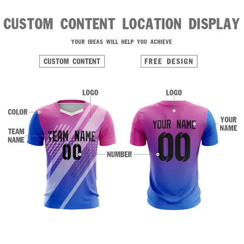 Custom Royal Black Pink Breathable Sport Soccer Tops Jersey