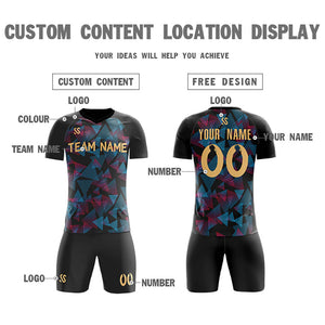 Custom Black Printing Outdoor Breathable Soccer Sets Jersey