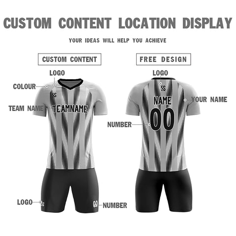 Custom Gray Printing Outdoor Breathable Soccer Sets Jersey