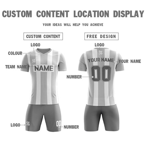 Custom Gray Casual Outdoor Soccer Sets Jersey