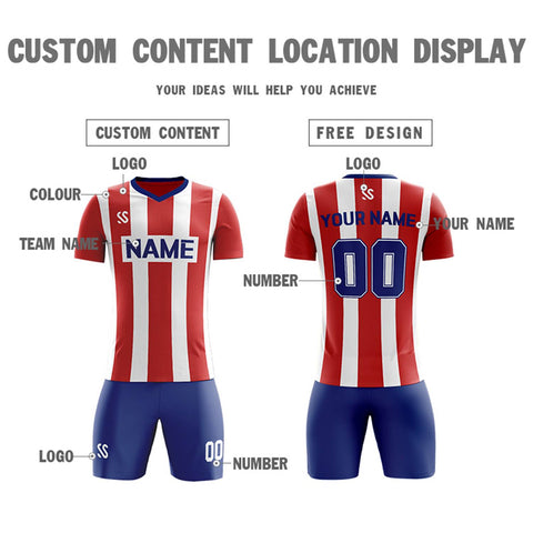 Custom Red Navy Casual Outdoor Soccer Sets Jersey