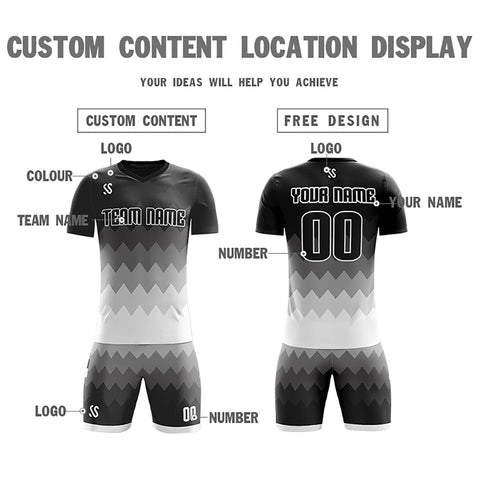 Custom Black Casual Printing Sportswear Soccer Sets Jersey