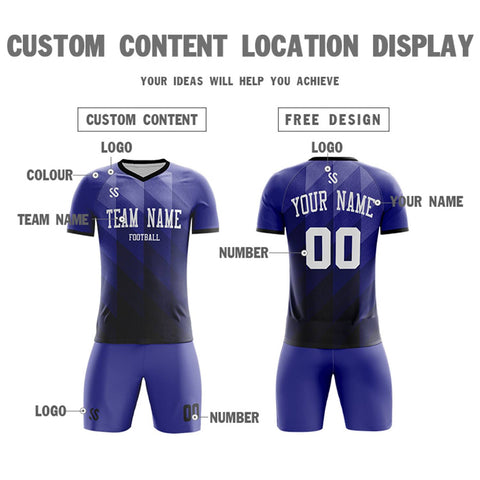 Custom Royal White Casual Outdoor Soccer Sets Jersey