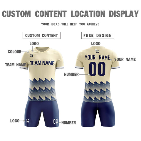 Custom Navy Printing Outdoor Breathable Soccer Sets Jersey
