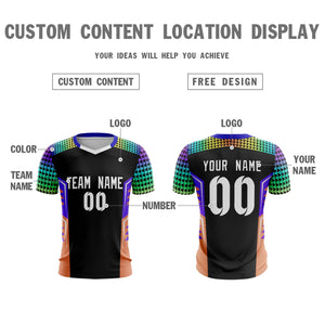 Custom Black White Orange Breathable Sport Soccer Tops Jersey