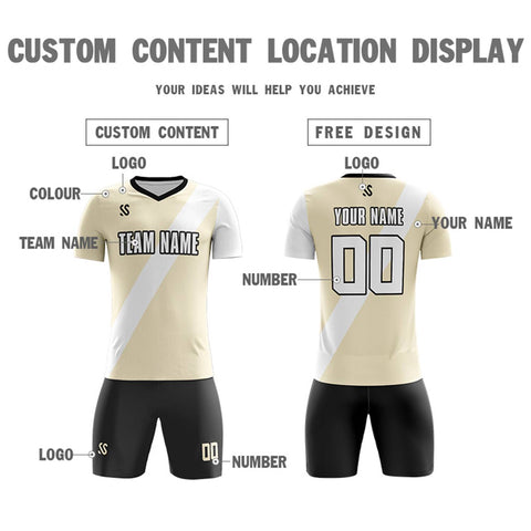 Custom Cream White Casual Printing Sportswear Soccer Sets Jersey