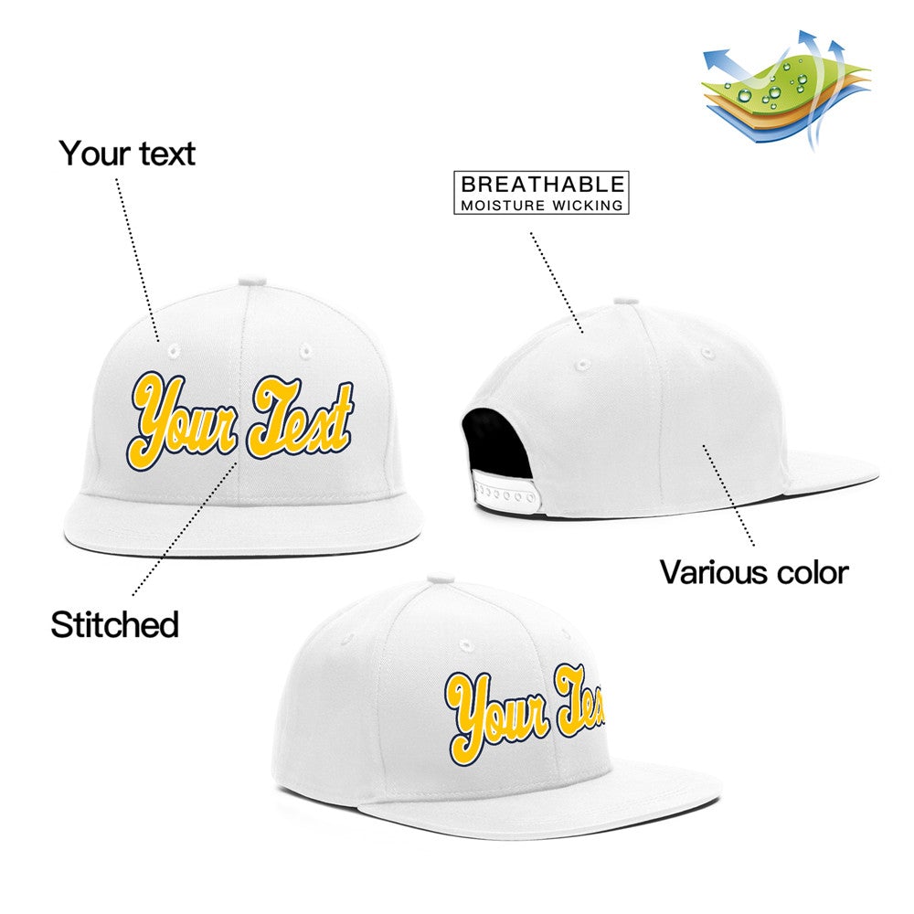 Custom White Yellow Casual Sport Baseball Cap