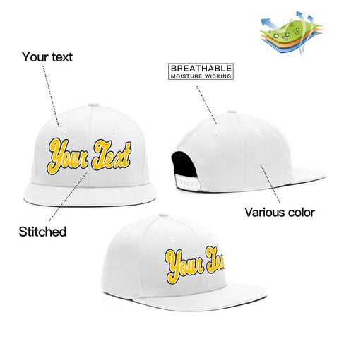 Custom White Yellow Casual Sport Baseball Cap