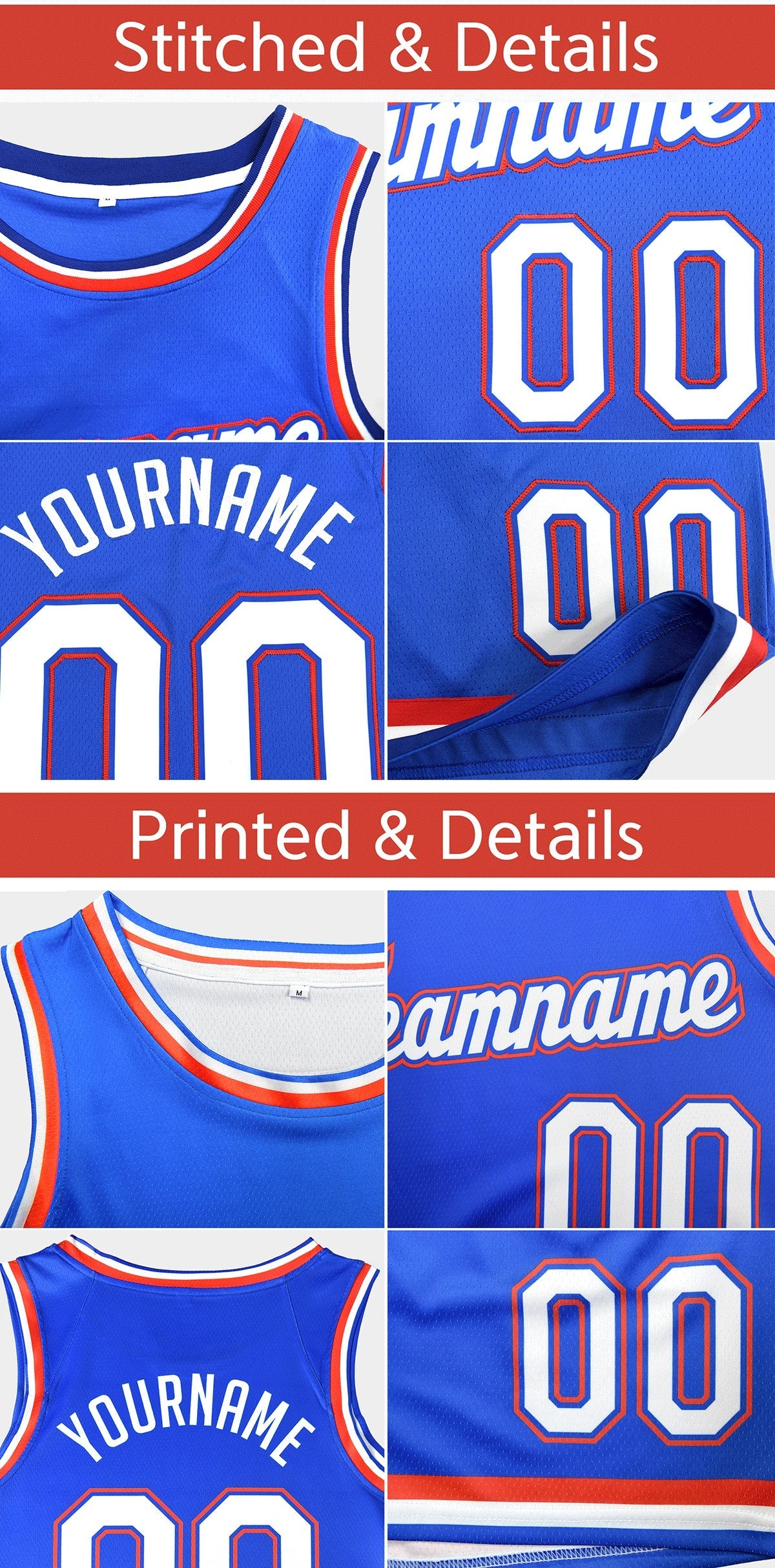 Ensemble classique bleu-blanc poudre rouge personnalisé, uniforme de sport, maillot de basket-ball