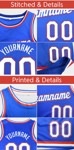 Custom White Royal-Black Classic Sets Curved Basketball Jersey