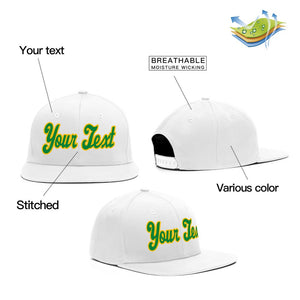 Custom White Kelly Green Casual Sport Baseball Cap