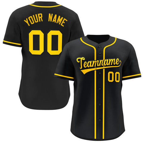 Custom Black Yellow Classic Style Fashion Authentic Baseball Jersey