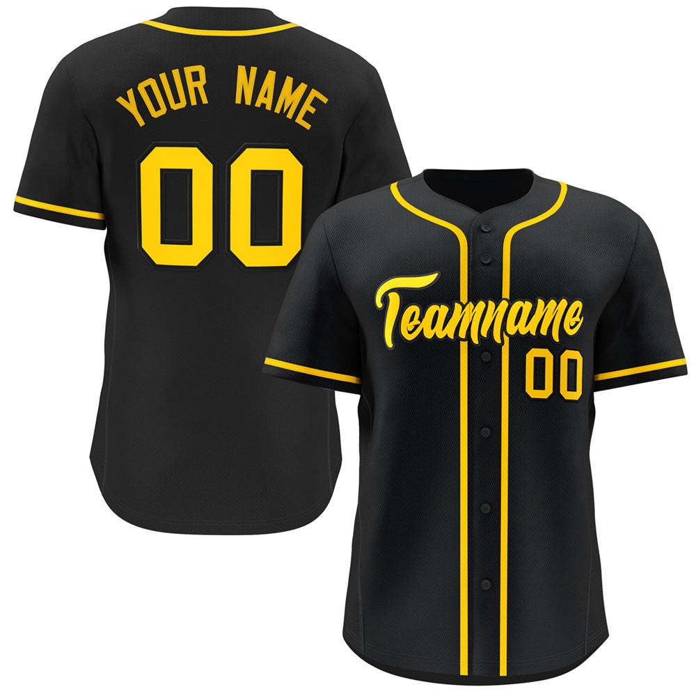 Custom Black Yellow Classic Style Hip Hop Authentic Baseball Jersey