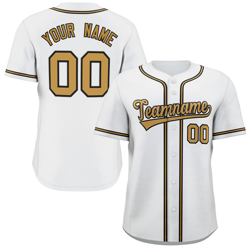 Maillot de baseball authentique de style classique blanc personnalisé Old Gold-Navy