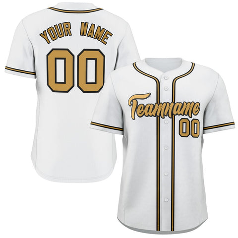 Custom White Old Gold-Navy Classic Style Fashion Authentic Baseball Jersey