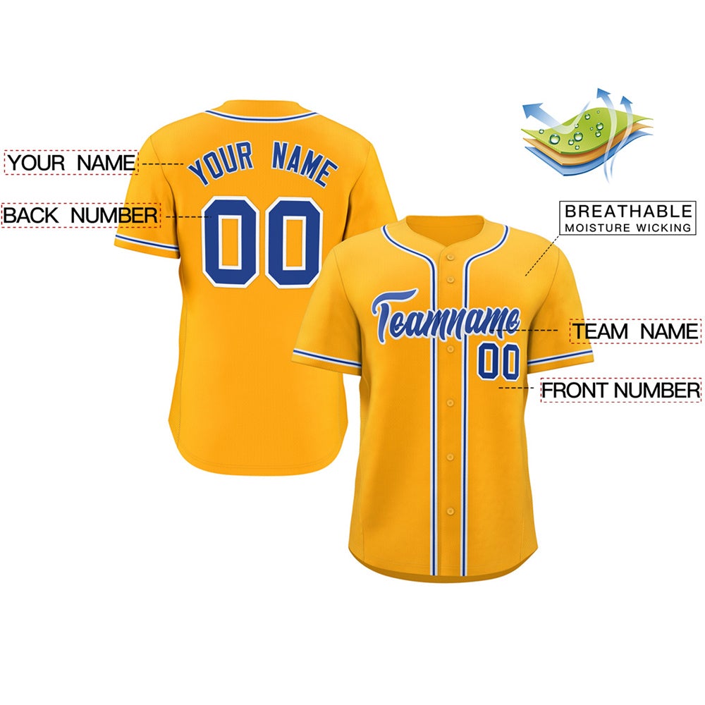 Custom Yellow White-Royal Classic Style Fashion Authentic Baseball Jersey