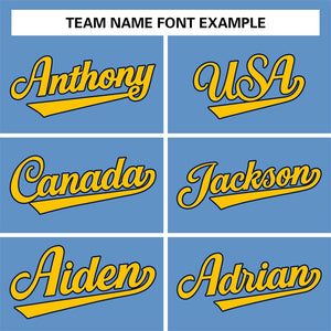 Custom Light Blue Yellow-Navy Classic Style Personalized Authentic Baseball Jersey