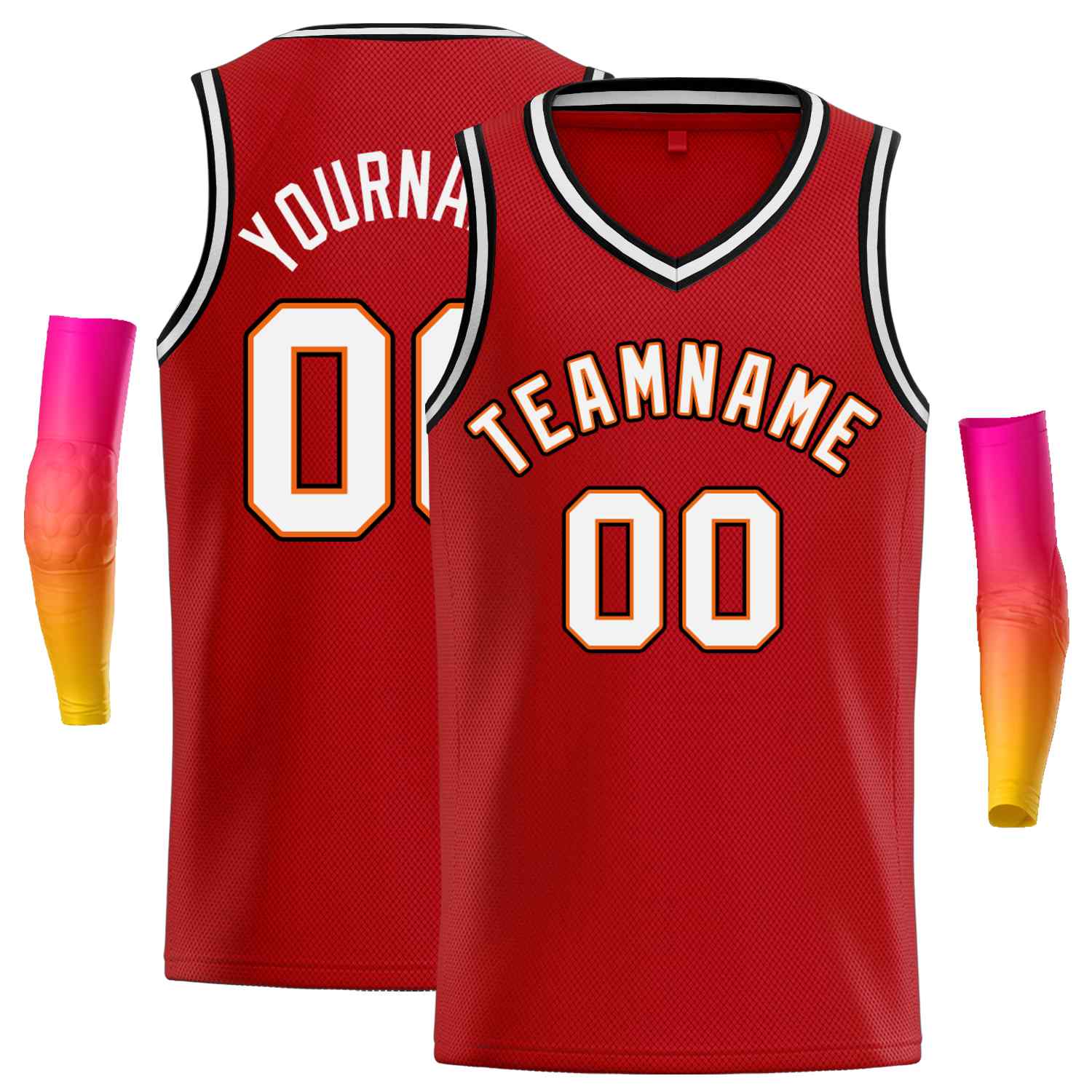 Custom Red White-Orange Classic Tops Men Casual Basketball Jersey