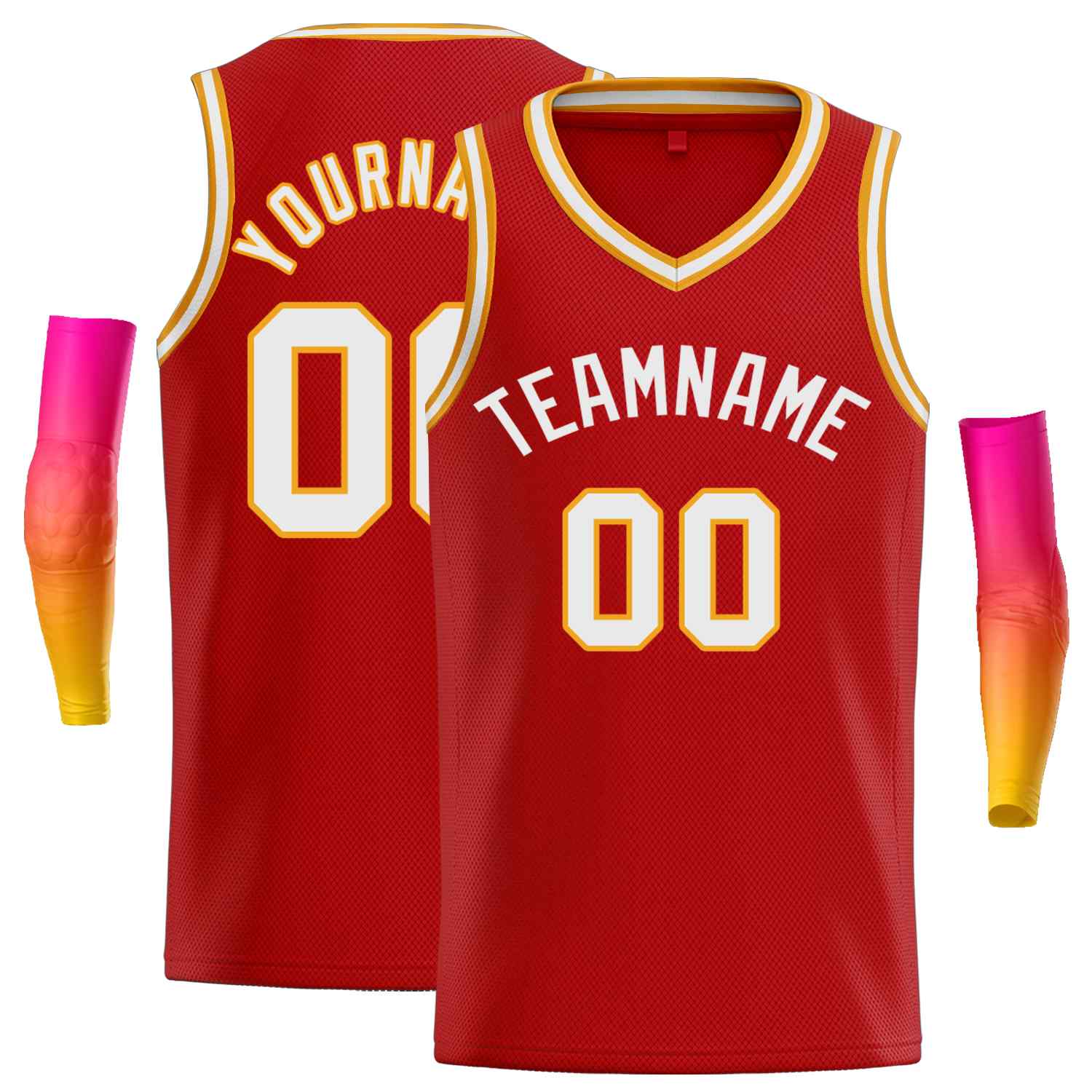 Maillot de basket-ball décontracté pour hommes, haut classique rouge blanc personnalisé