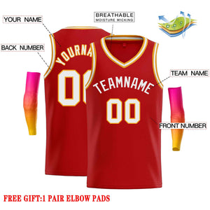 Custom Red White-Classic Tops Men Casual Basketball Jersey