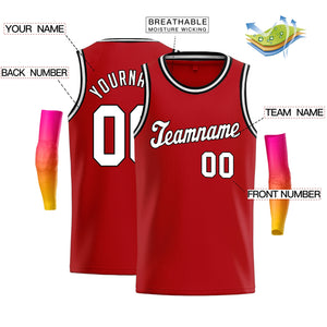 Maillot de basket-ball de jeu de sport, haut classique personnalisé rouge blanc-noir